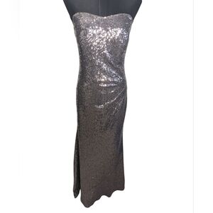 Vince Camuto Shimmering Fully Sequin Silver Maxi Dress Size 10. Formal, Wedding